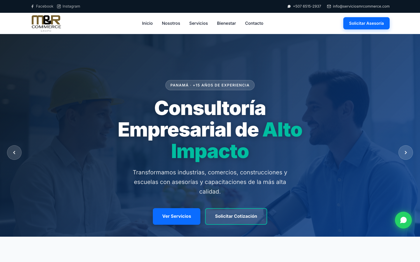 Vista previa del sitio web M&R Commerce