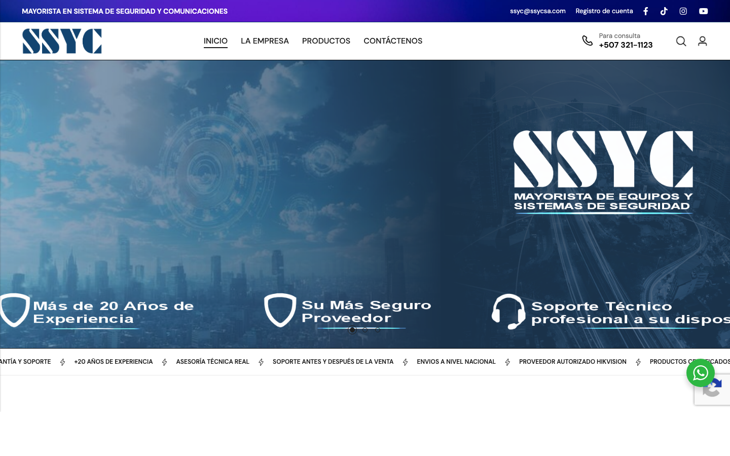 Vista previa del sitio web SSYCSA